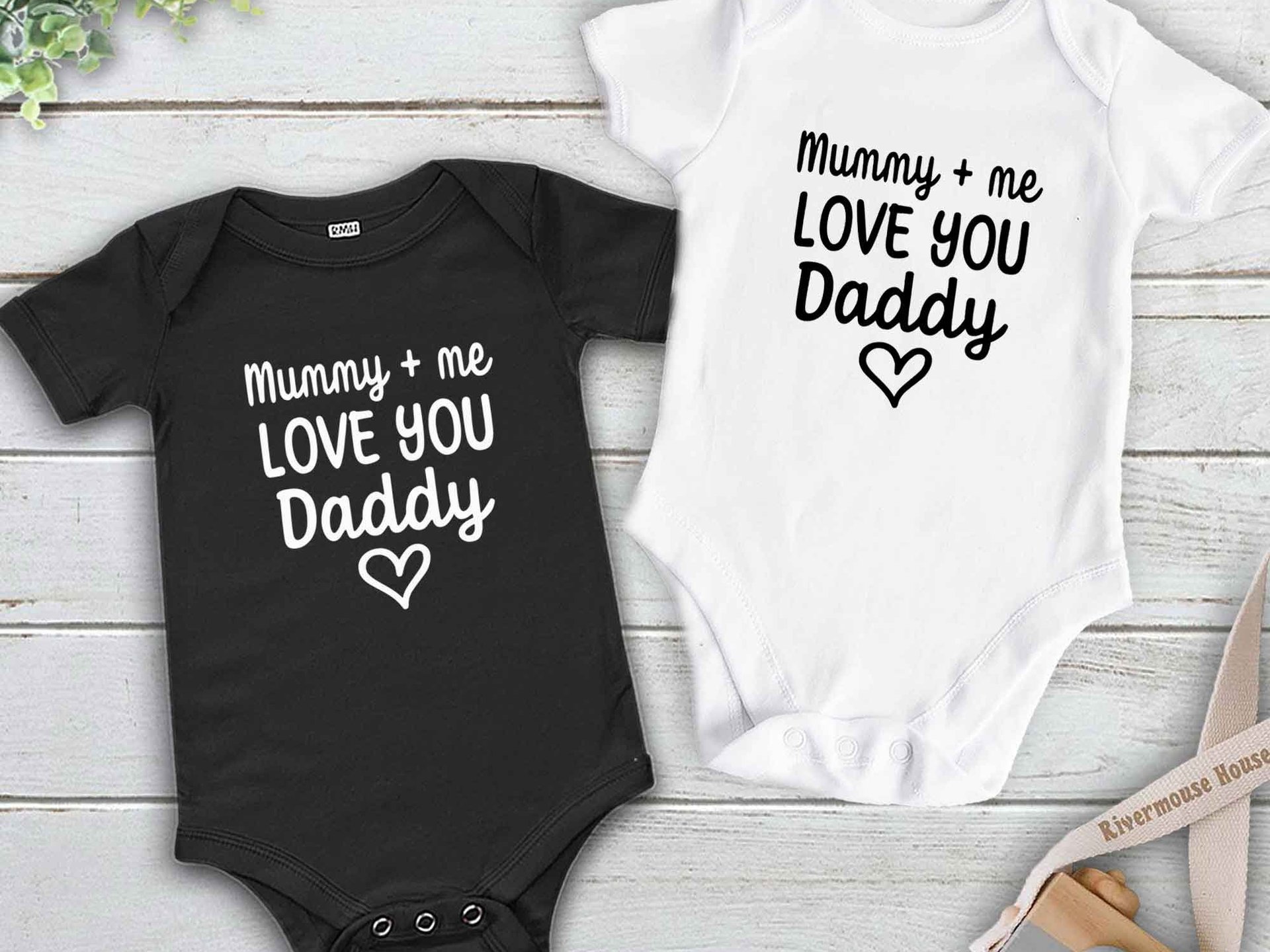 Mummy + me love you Daddy baby bodysuit, First Fathers day gift for Dad, Australian sizes newborn to toddler custom kids romper