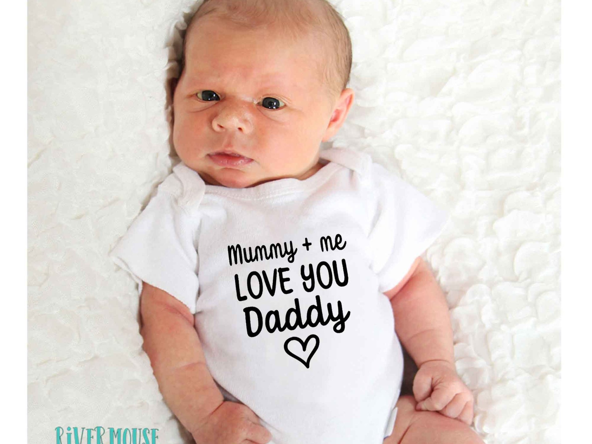 Mummy + me love you Daddy baby bodysuit, First Fathers day gift for Dad, Australian sizes newborn to toddler custom kids romper