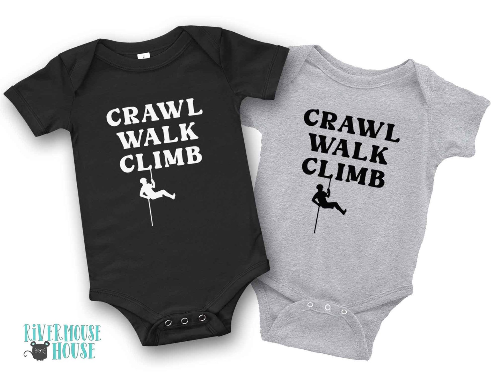 Crawl Walk Climb baby bodysuit, Custom rock climbing romper