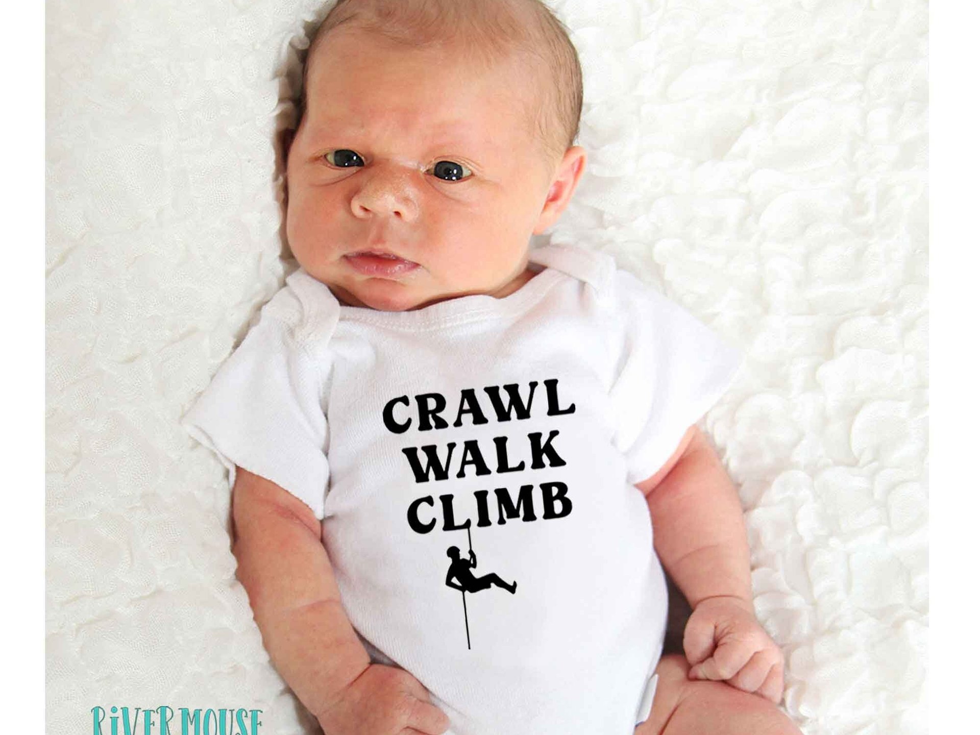 Crawl Walk Climb baby bodysuit, Custom rock climbing romper