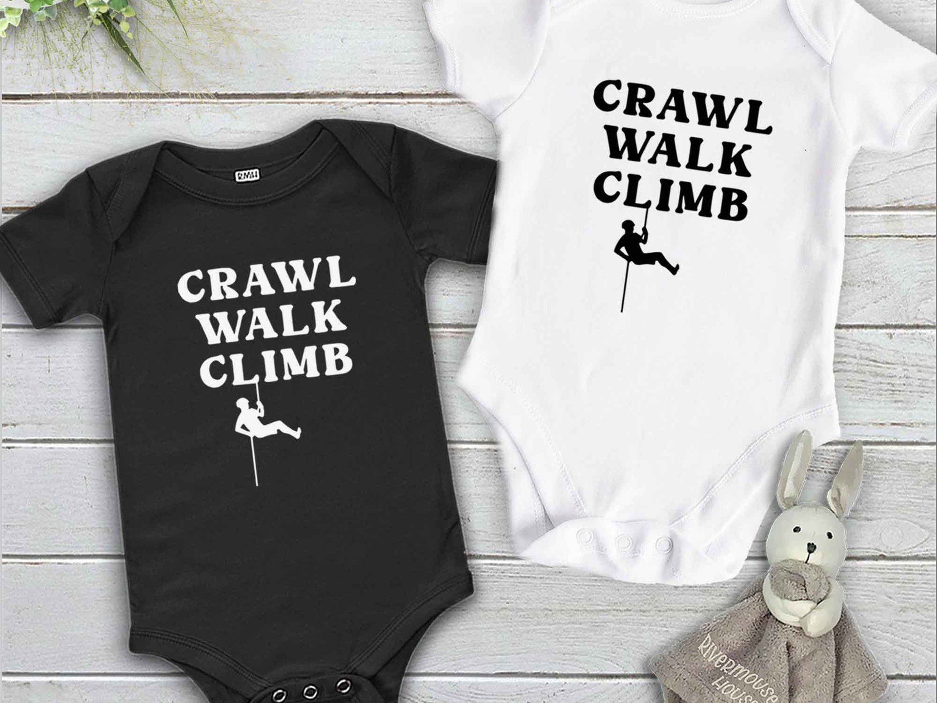 Crawl Walk Climb baby bodysuit, Custom rock climbing romper