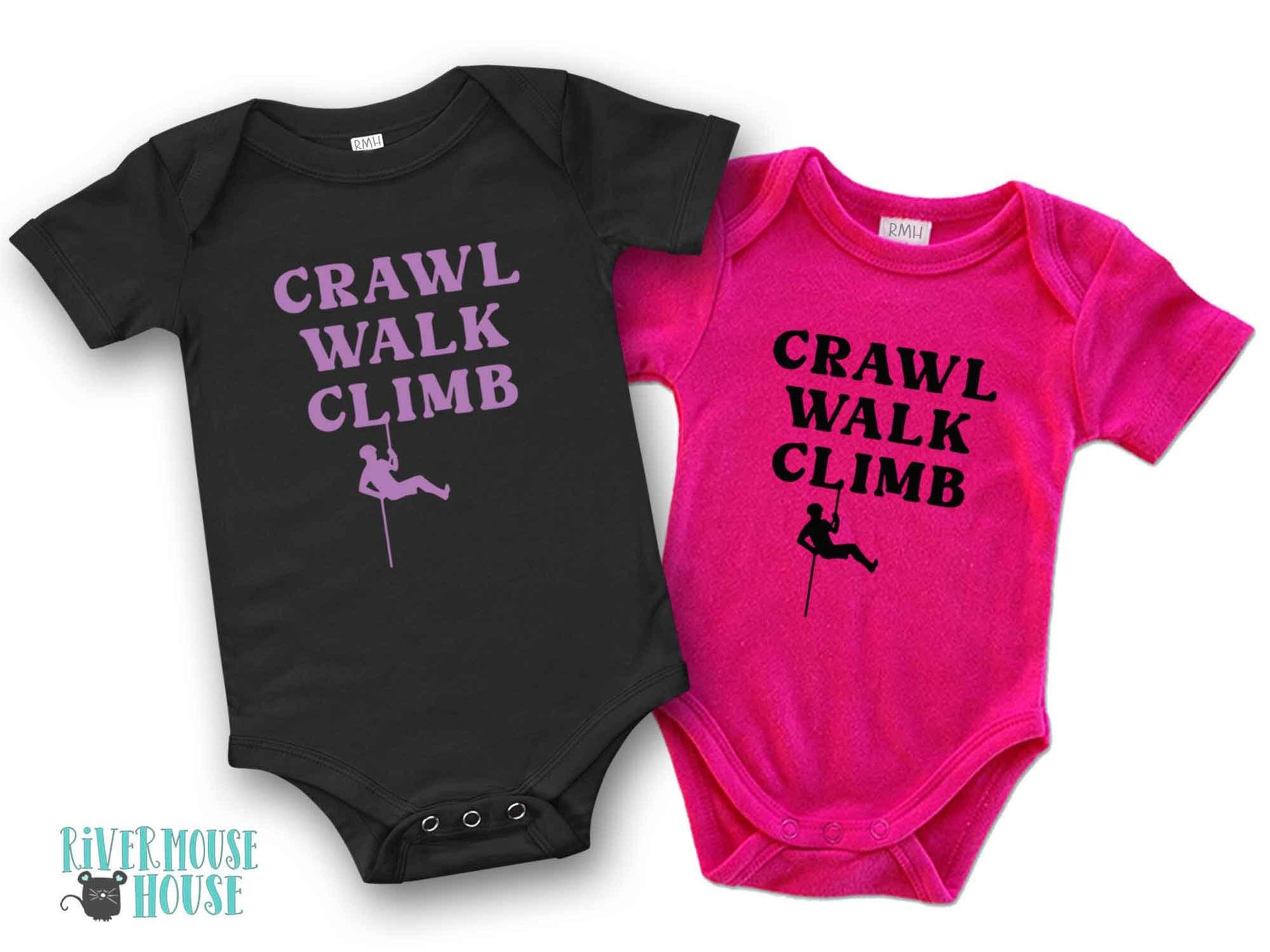 Crawl Walk Climb baby bodysuit, Custom rock climbing romper