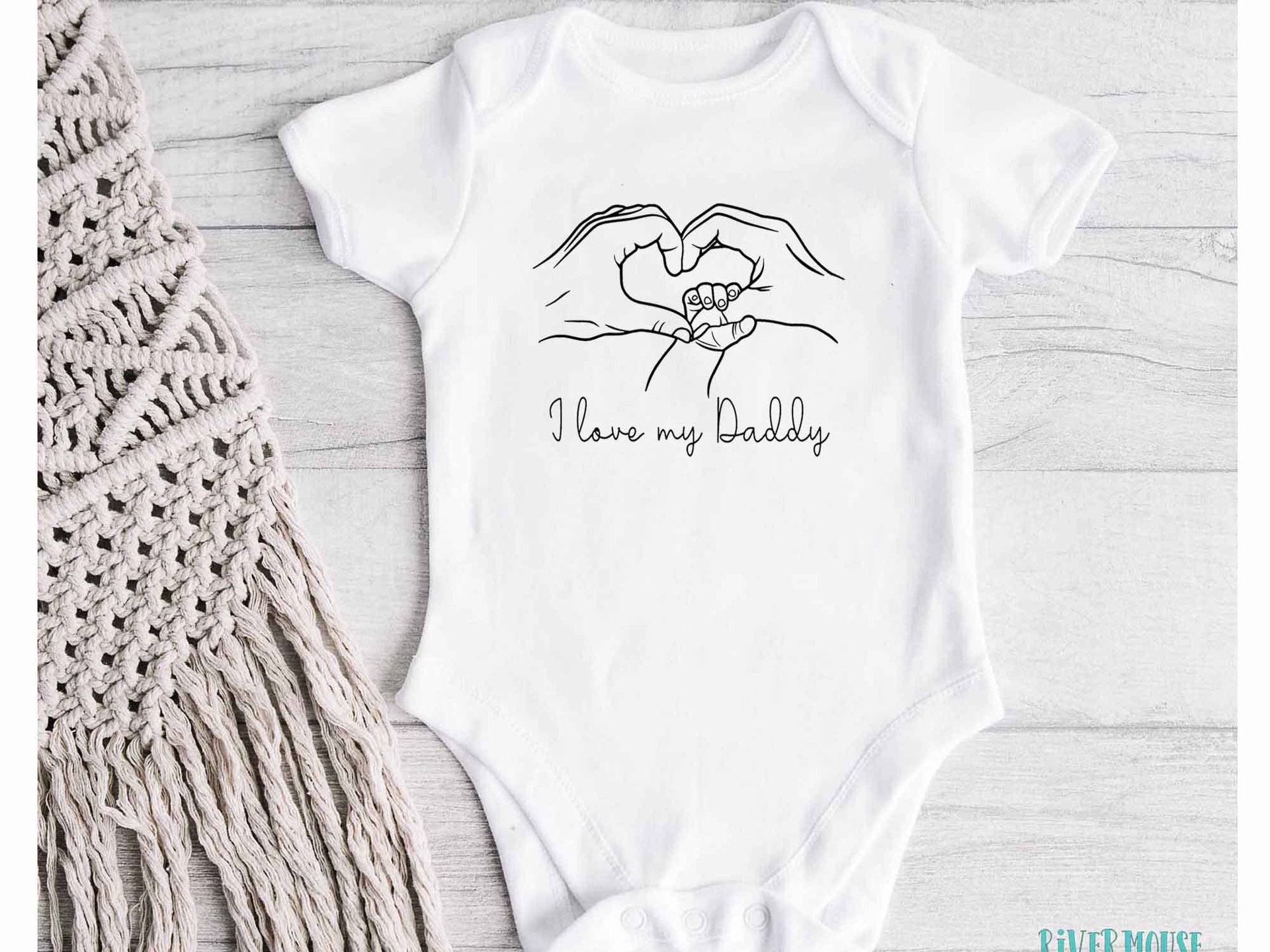 Daddy + me holding hands personalised baby bodysuit