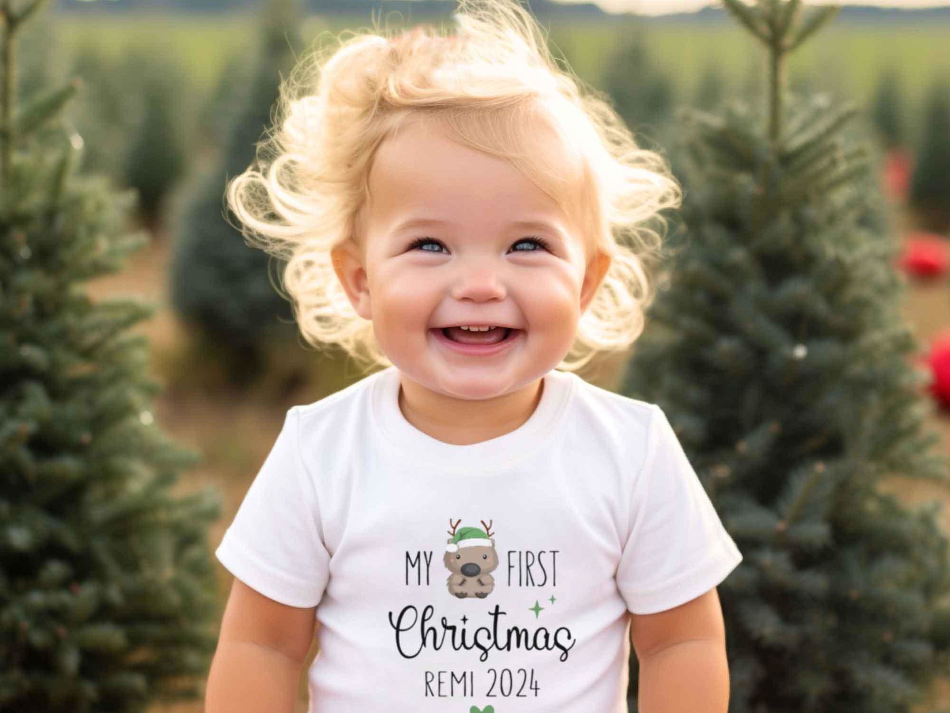 My first Christmas personalised baby wombat bodysuit, Little Aussie Xmas gift, Australian size newborn to toddler