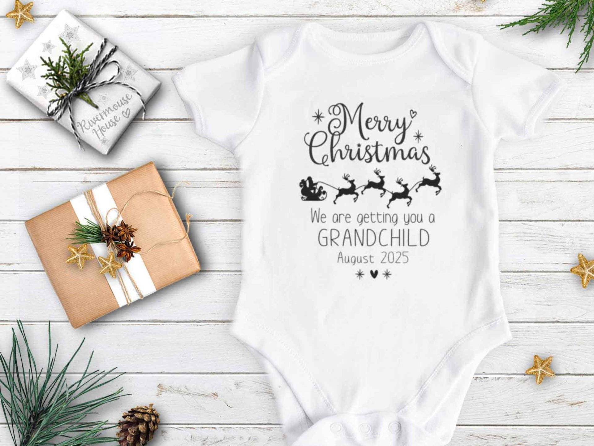 Merry Christmas we are getting you a grandchild personalised pregnancy announcement