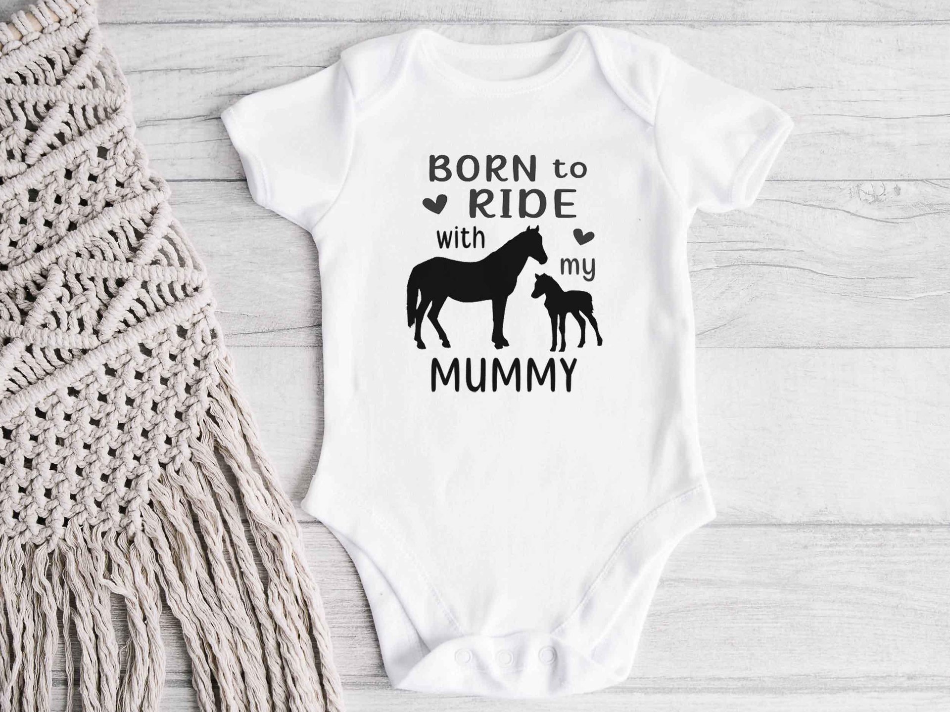 Horse baby bodysuit, Born to ride with my Mummy