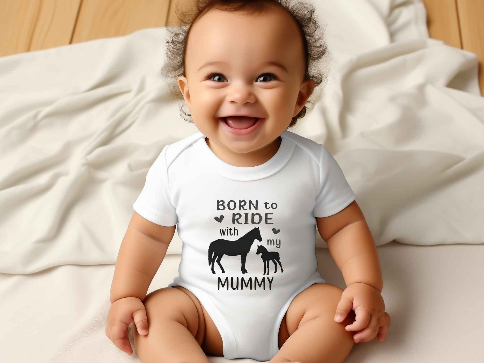 Horse baby bodysuit, Born to ride with my Mummy