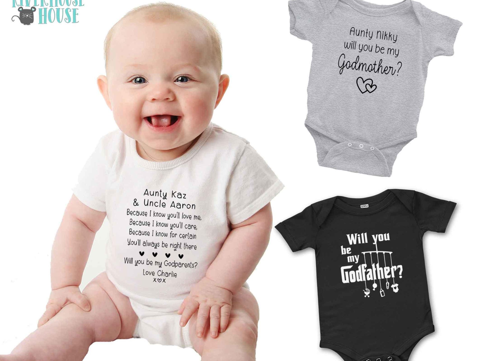 Will you be my Godparents, Godmother, Godfathern personalised proposal baby bodysuit, Christening announcement