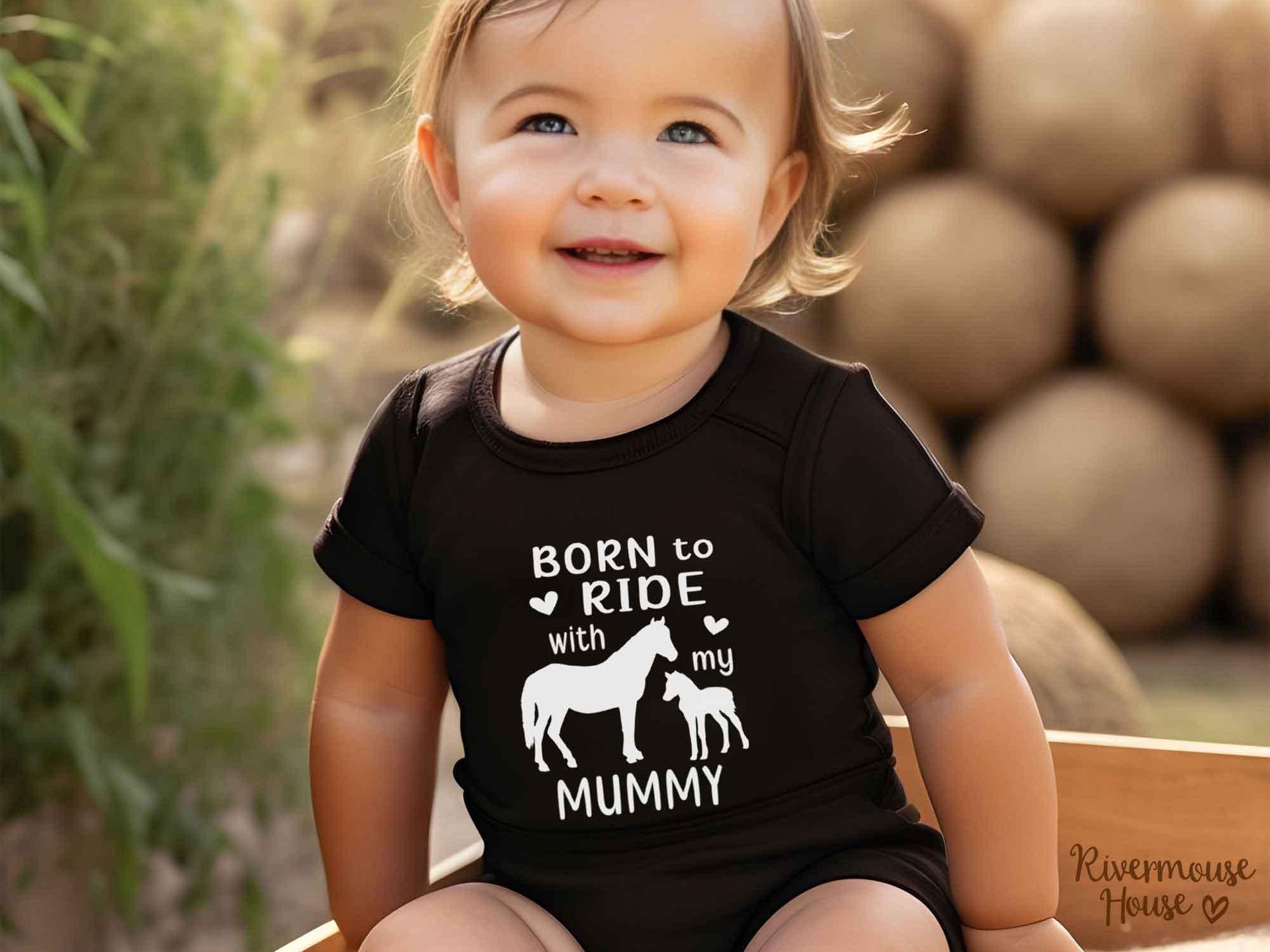 Horse baby bodysuit, Born to ride with my Mummy
