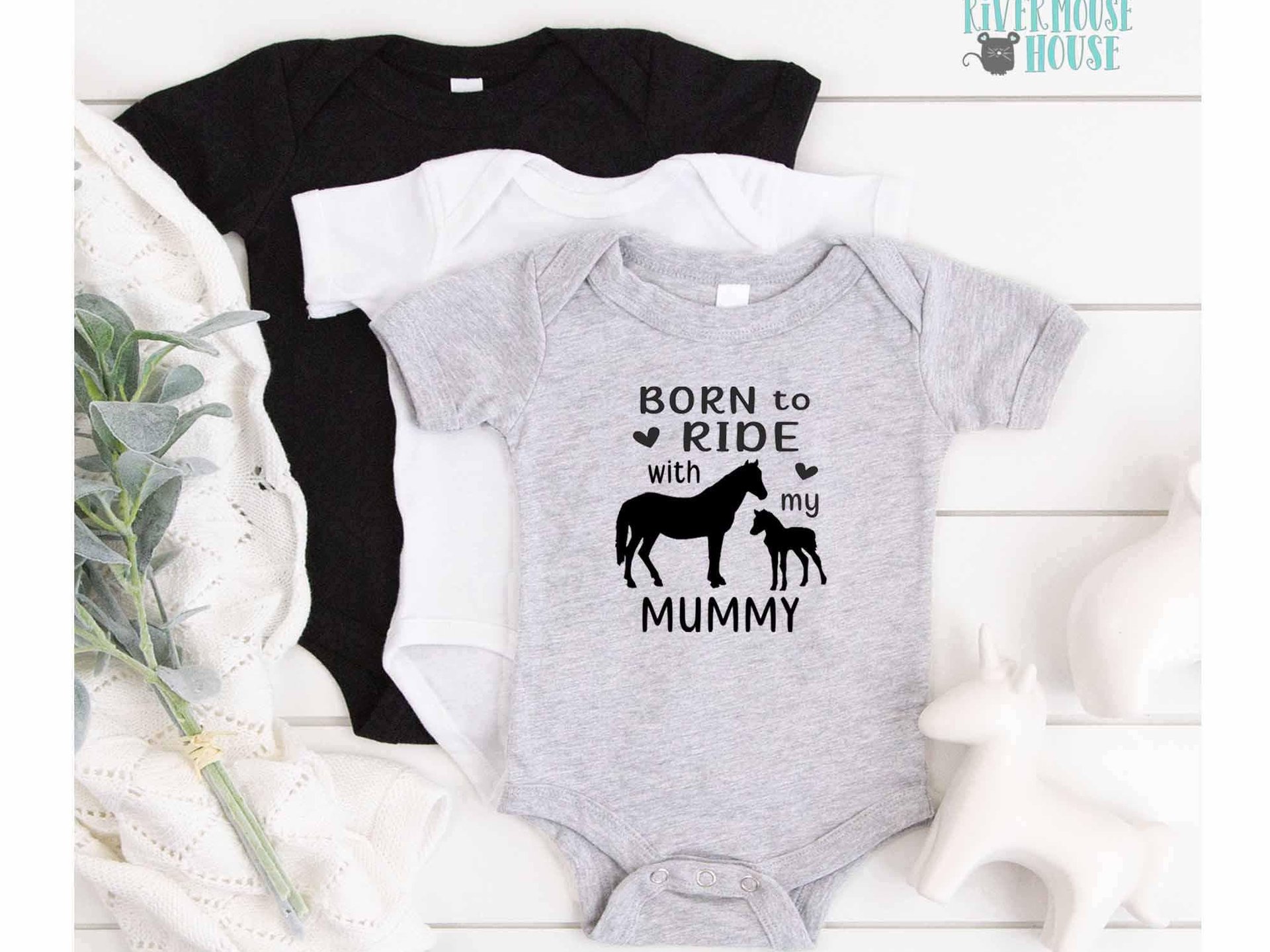Horse baby bodysuit, Born to ride with my Mummy