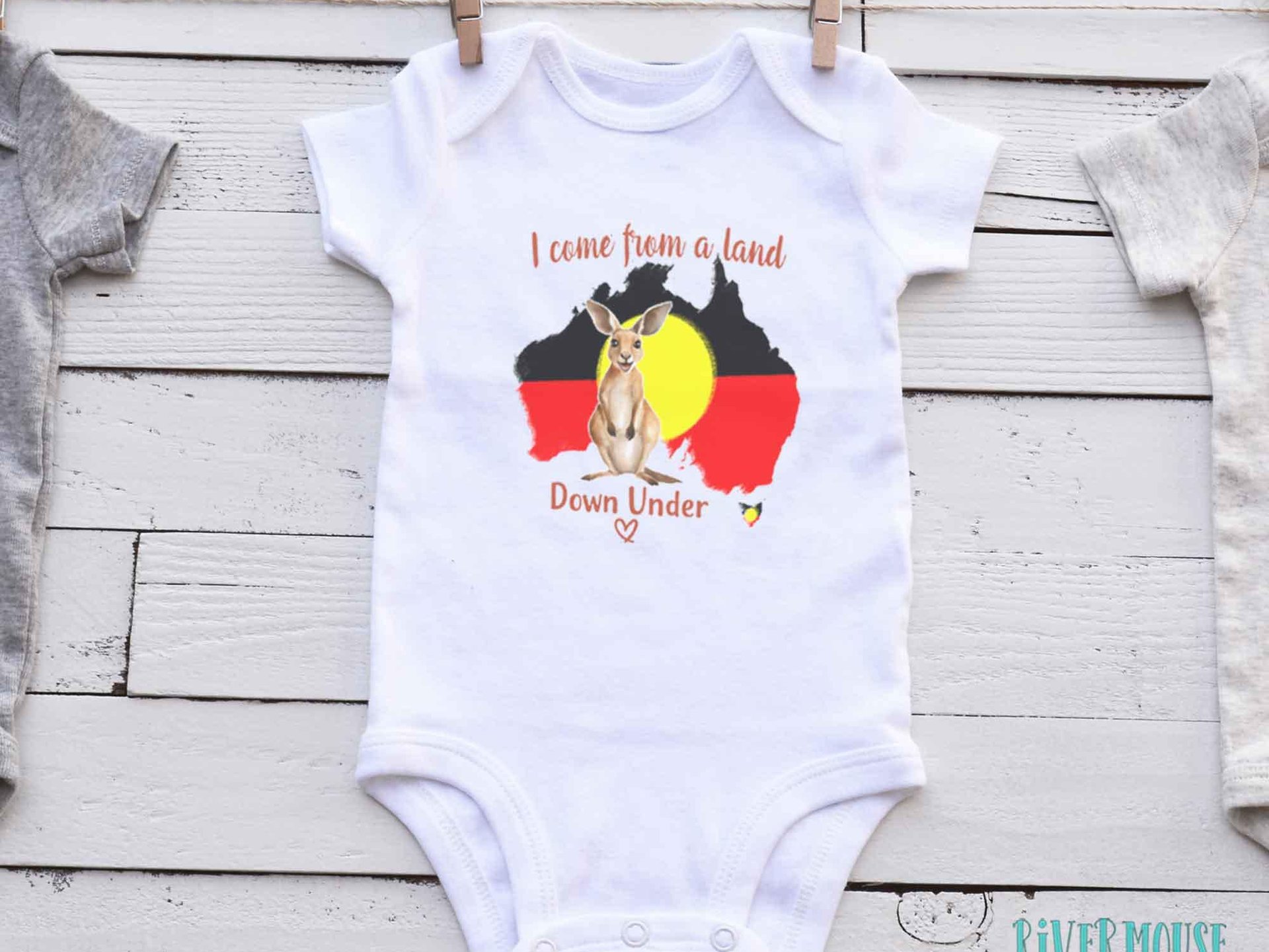 Australia baby bodysuit, I come from a land down under little kangaroo romper, Available in Aussie & First Nations designs