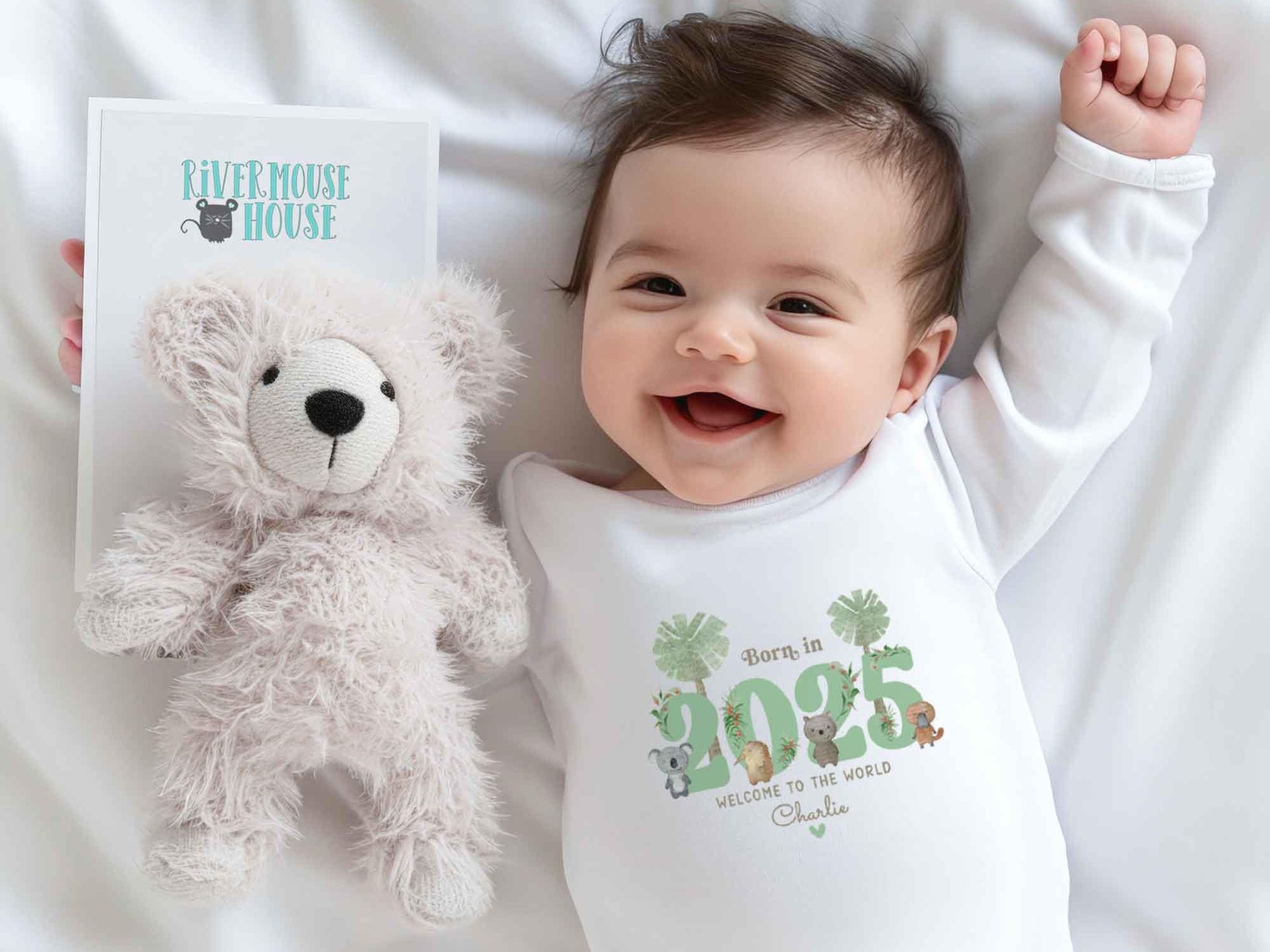 Born in 2025 welcome to the world personalised baby bodysuit, Going home outfit, custom pregnancy announcement, Newborn Aussie photo reveal