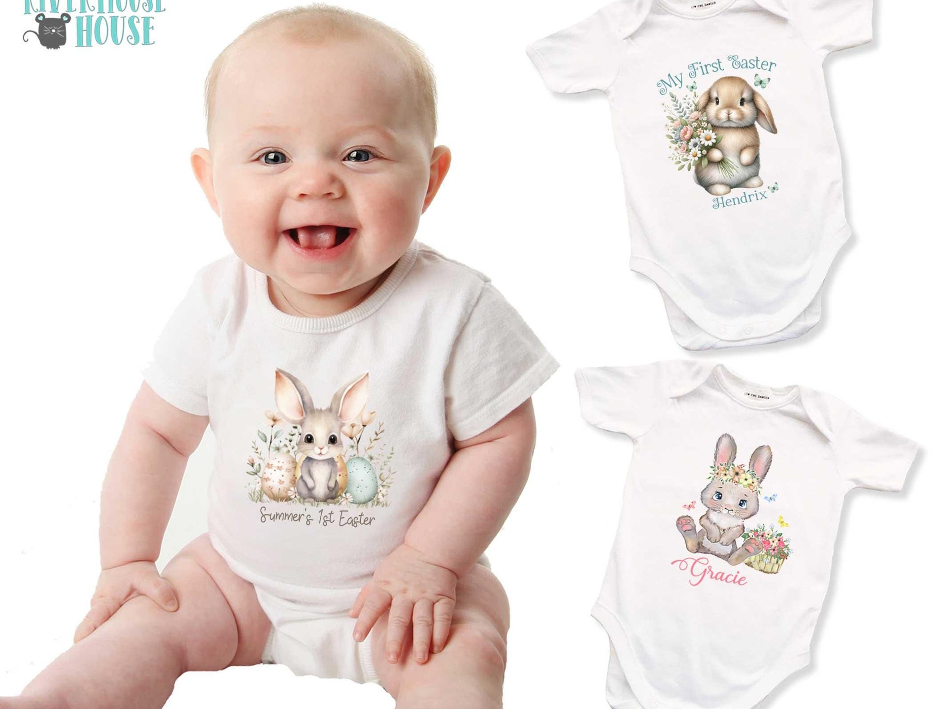 Australian bilby first Easter baby bodysuit, Personalised little Aussie animal romper