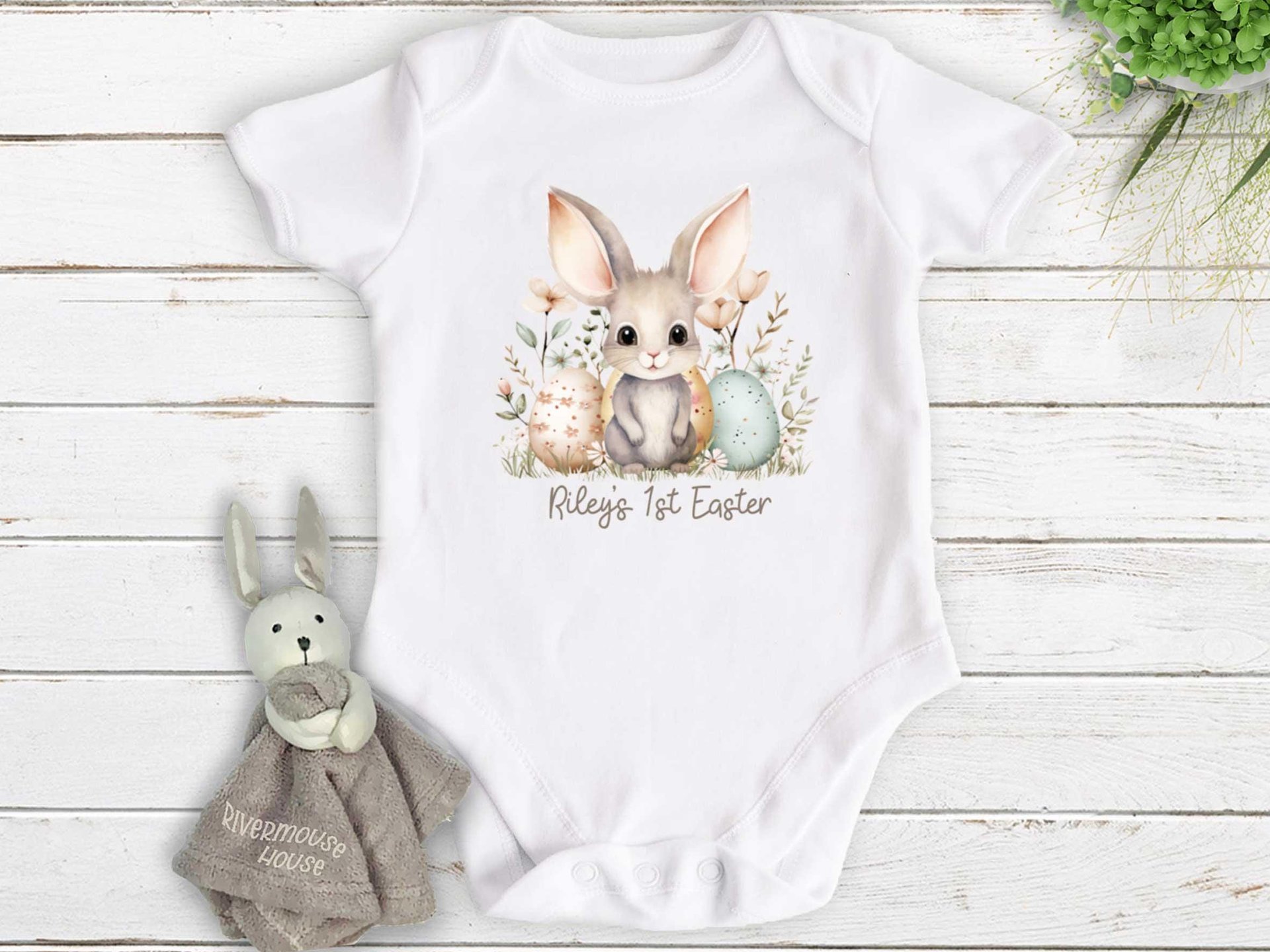 Australian bilby first Easter baby bodysuit, Personalised little Aussie animal romper