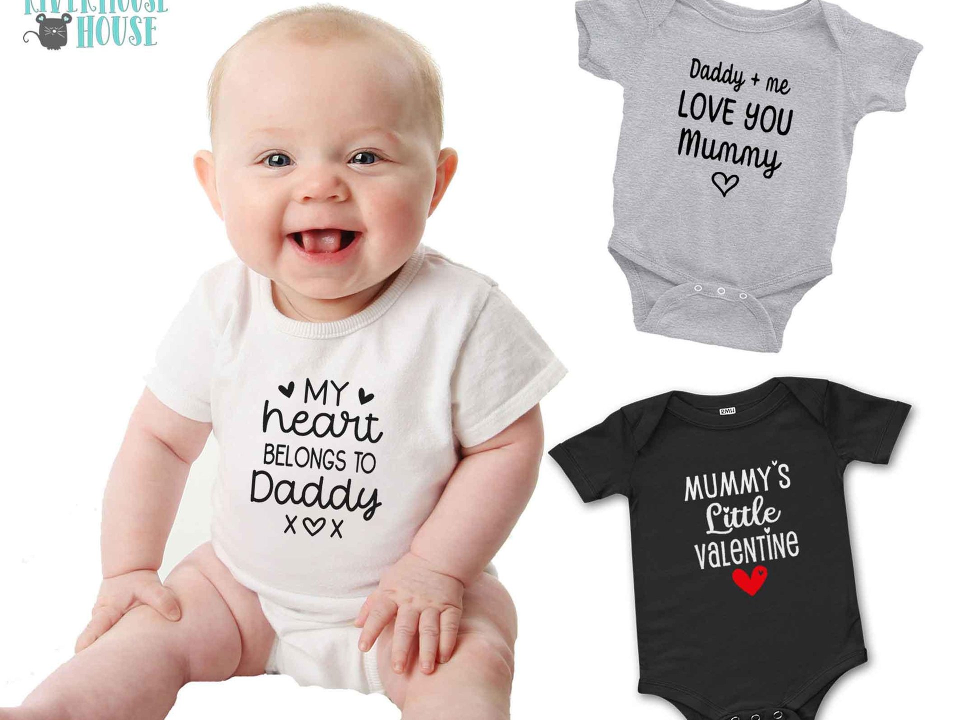 My heart belongs to Mummy, Daddy baby bodysuit, Personalised valentines day gift