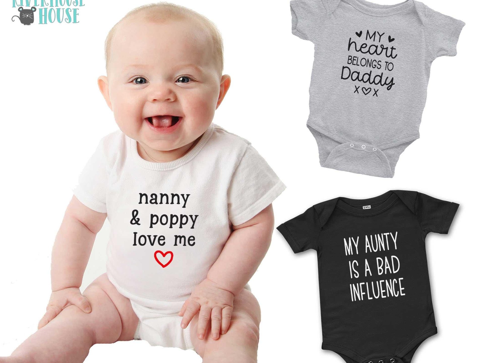 Personalised baby love bodysuit, My aunty, uncle, grandparents love me, Customise name to suit your family