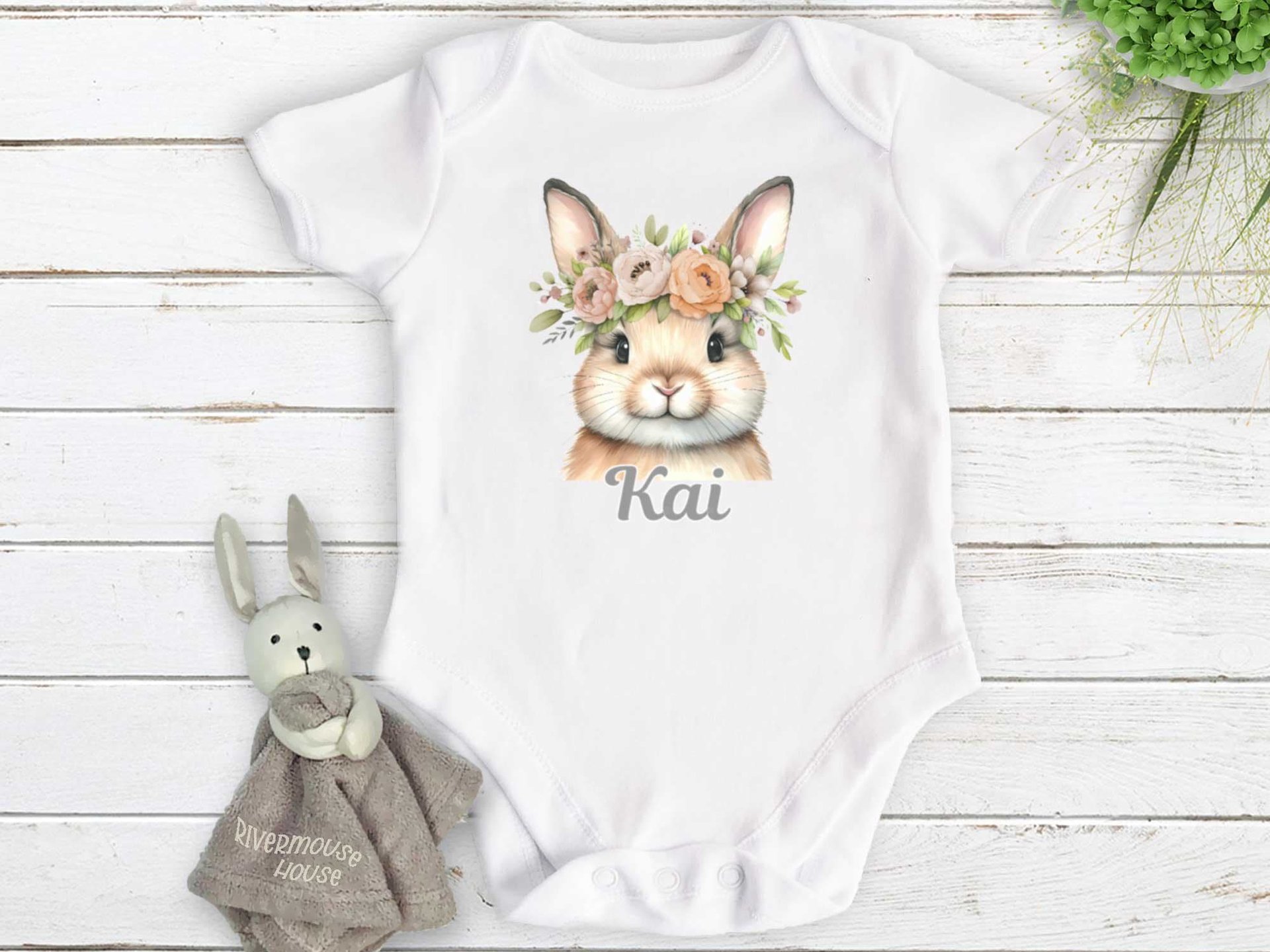 Baby bunny rabbit personalised bodysuit, customise yours for Easter or any occasion