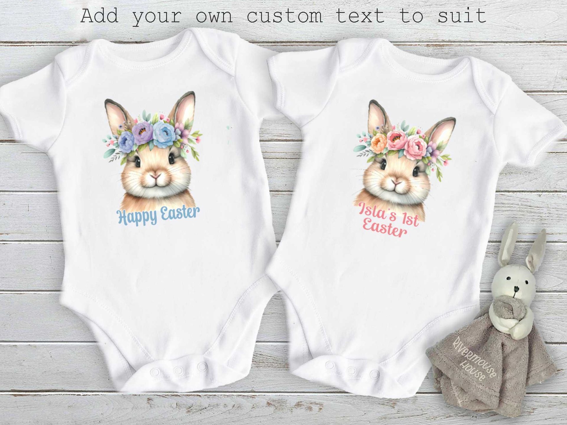Baby bunny rabbit personalised bodysuit, customise yours for Easter or any occasion