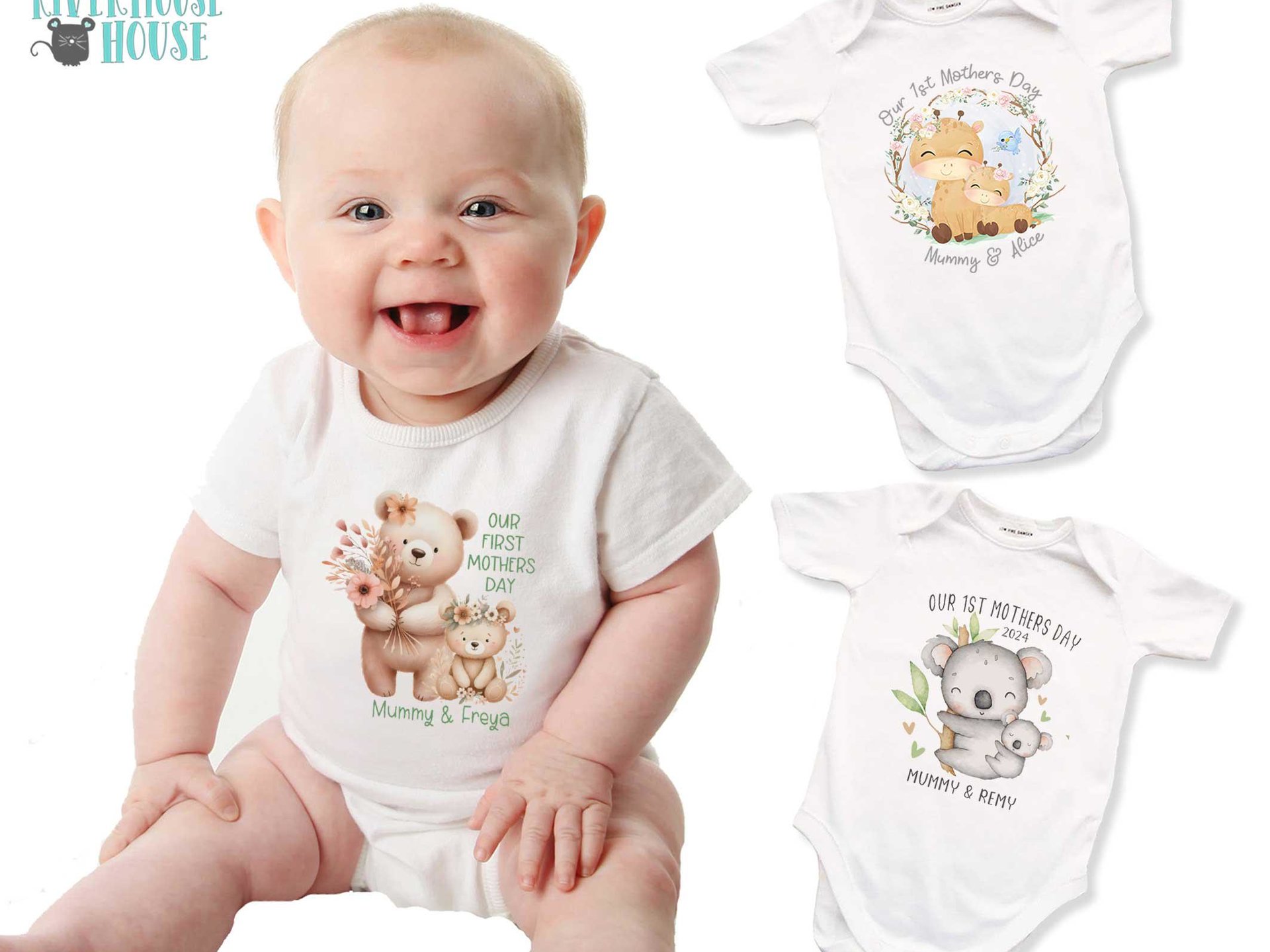 Personalised Mama & baby bear first Mothers day bodysuit, Custom gift for mum and bubs