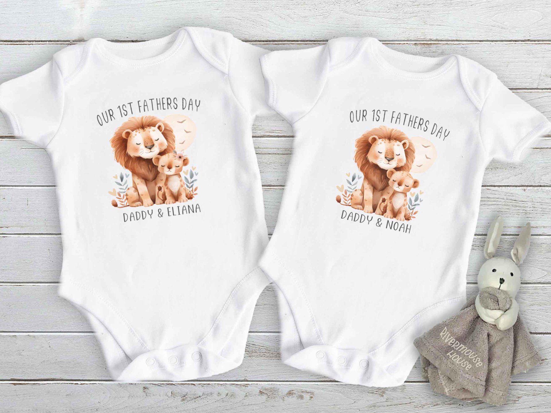 First Fathers day Daddy & baby lion cub personalised bodysuit