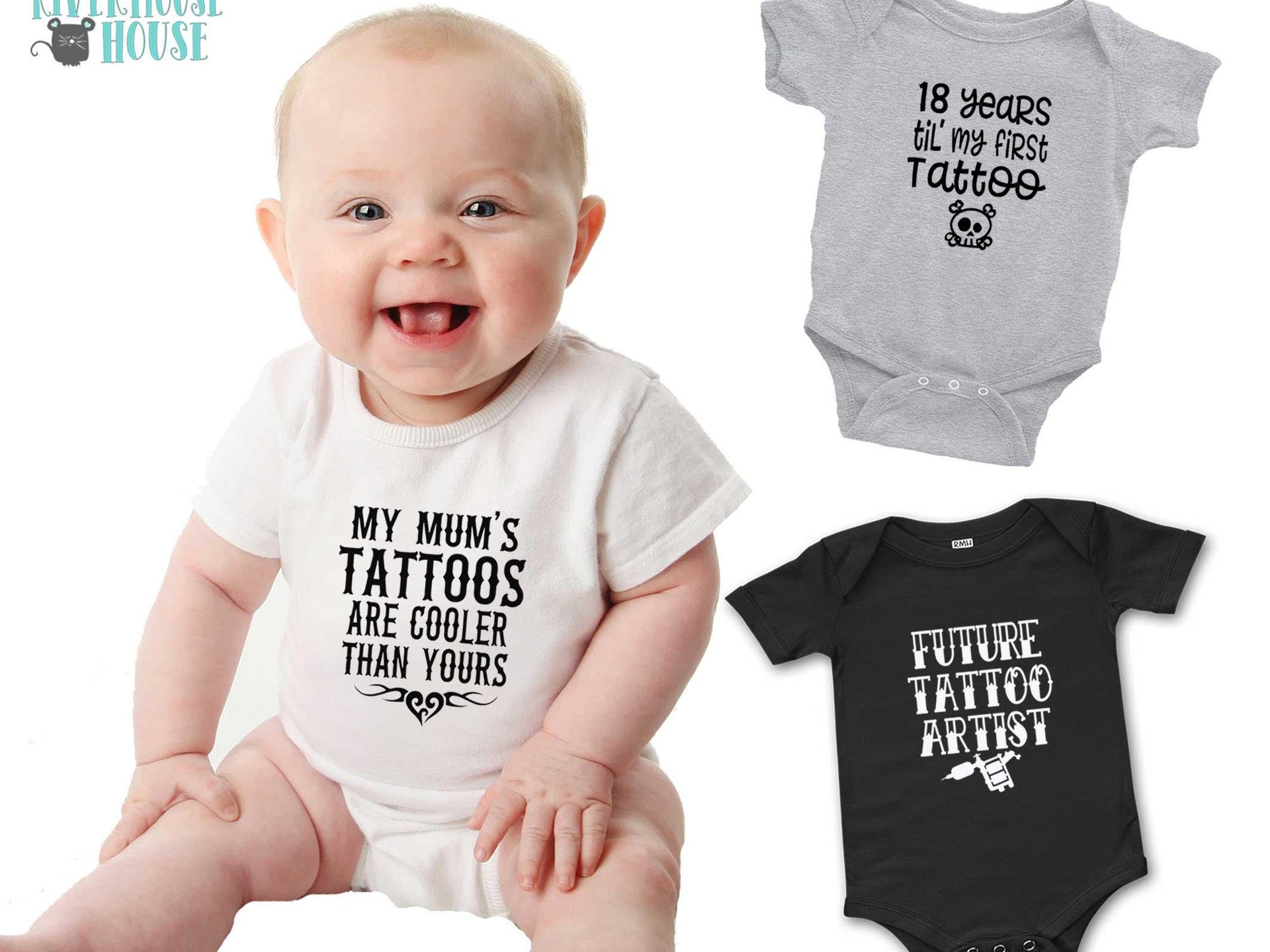 Tattoo Baby Personalised Bodysuit, My Mum's Tattoos are Cooler than Yours, Funny Tattoo Artist Romper