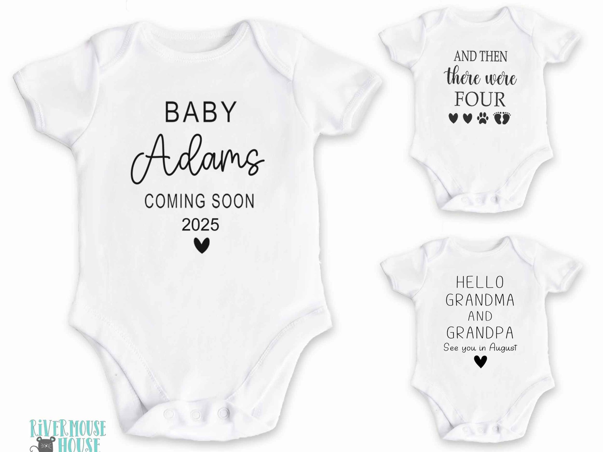 Coming Soon pregnancy announcement, Personalised newborn baby reveal onesie