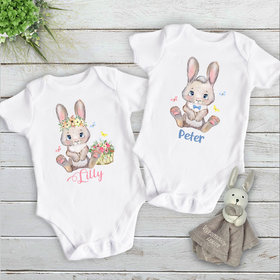 Baby Bunny Personalised Bodysuit, First Easter Rabbit Romper
