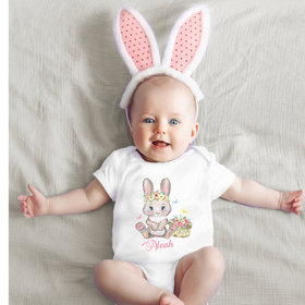 Baby Bunny Personalised Bodysuit, First Easter Rabbit Romper