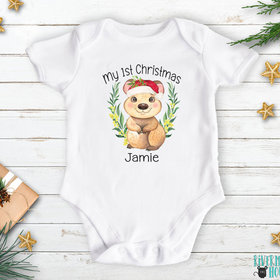 First Christmas baby quokka personalised bodysuit, Aussie Animals Xmas gift