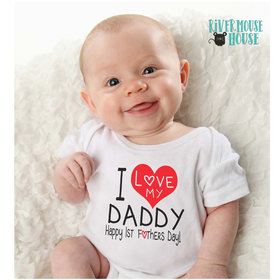 I Love my Daddy, Happy 1st Fathers Day Baby Bodysuit