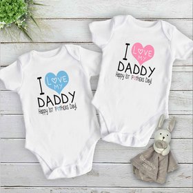 I Love my Daddy, Happy 1st Fathers Day Baby Bodysuit