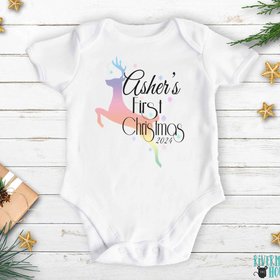 Baby's first Christmas personalised reindeer romper 2024