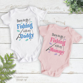 Born To Go Fishing Personalised Baby Bodysuit, Customised to suit your family fishing fan