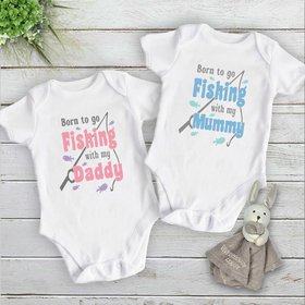 Born To Go Fishing Personalised Baby Bodysuit, Customised to suit your family fishing fan
