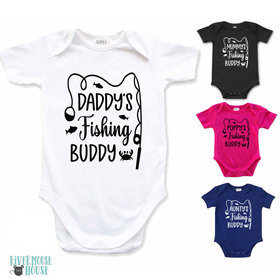 Daddy's fishing buddy baby bodysuit, Custom personalised to suit your family