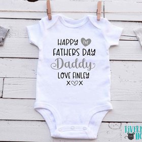 Happy first fathers day Daddy baby bodysuit. A custom personalised gift for Dad with love xo