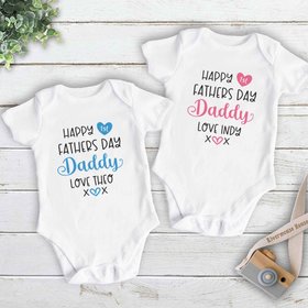 Happy first fathers day Daddy baby bodysuit. A custom personalised gift for Dad with love xo