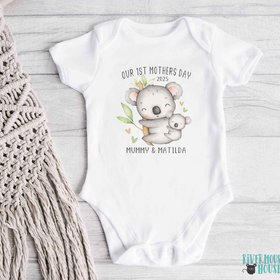 Our First Mothers Day Koala Personalised baby bodysuit, Little aussie gift for Mum & bubs