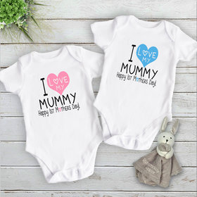 I Love my Mummy, Happy 1st Mothers Day Baby Bodysuit