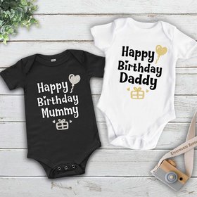 Happy Birthday personalised name baby bodysuit
