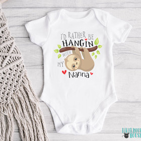 Sloth Baby Personalised Bodysuit, I'd Rather Be Hangin, Customised to suit Romper