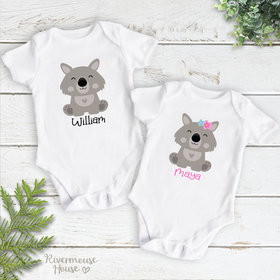 Baby Wombat Bodysuit Personalised Australian Animal Design