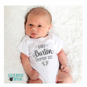 Baby Pregnancy Announcement Bodysuit, Personalised Footprints Design