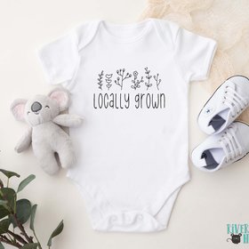 Locally Grown Aussie Baby Bodysuit, Modern Minimalist Style Wildflower Design