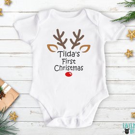 My First Christmas Personalised Rudolf Reindeer Baby Bodysuit