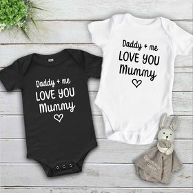 Daddy + me love you Mummy baby bodysuit, First mothers day gift for Mum