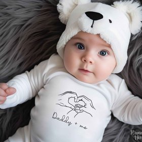 Daddy + me holding hands personalised baby bodysuit