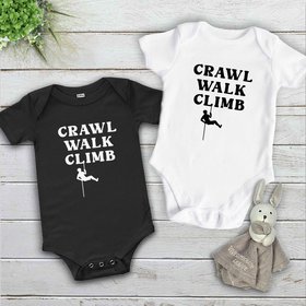 Crawl Walk Climb baby bodysuit, Custom rock climbing romper