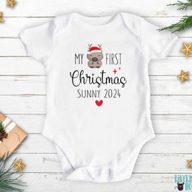 My first Christmas personalised baby wombat bodysuit, Little Aussie Xmas gift, Australian size newborn to toddler