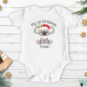 My first Christmas baby koala personalised onesie, little Aussie Xmas gift